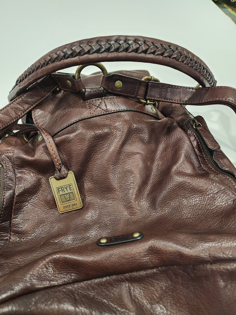 Frye Brown Leather Drawstring Backpack/Purse - Picture 3 of 6